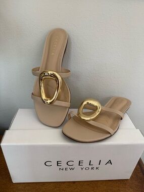 NIB Cecelia New York Leather Slide Sandals - Mig 9